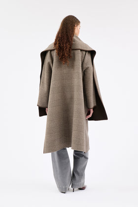 DOUBLE Glen Check Mantel, Dusty Brown from ODEEH 