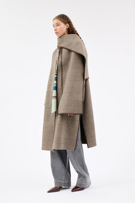 DOUBLE Glen Check Mantel, Dusty Brown from ODEEH 