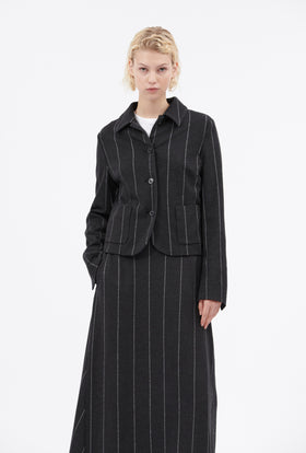 Bold Pin Stripe Jacke, Charcoal from ODEEH 