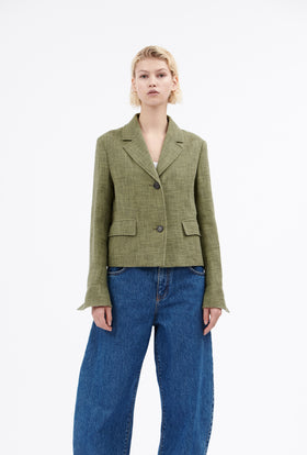 Hemp Tweed Jacke, Dark Khaki from ODEEH 