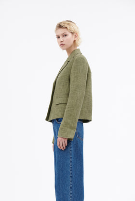 Hemp Tweed Jacke, Dark Khaki from ODEEH 