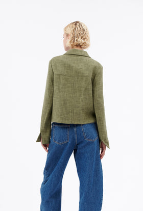 Hemp Tweed Jacke, Dark Khaki from ODEEH 