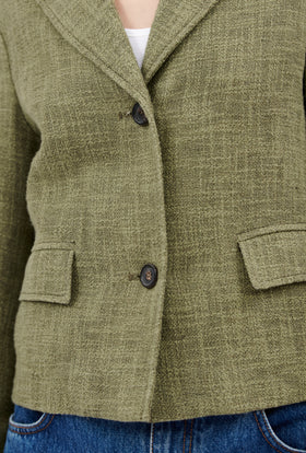 Hemp Tweed Jacke, Dark Khaki from ODEEH 
