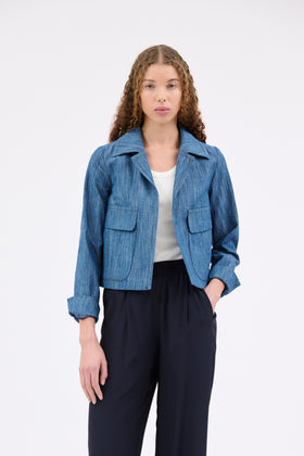 Micro Canvas Jacket, Denim Blue from ODEEH 