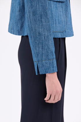 Micro Canvas Jacket, Denim Blue from ODEEH 
