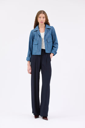 Micro Canvas Jacket, Denim Blue from ODEEH 