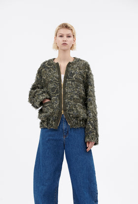 Destructured Jacquard Jacke, Dark Khaki from ODEEH 