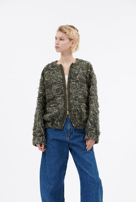 Destructured Jacquard Jacke, Dark Khaki from ODEEH 