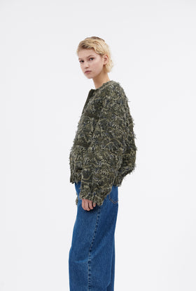 Destructured Jacquard Jacke, Dark Khaki from ODEEH 