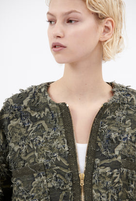 Destructured Jacquard Jacke, Dark Khaki from ODEEH 