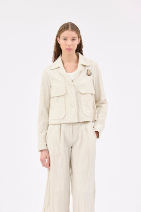 Pin Stripe Gabardine Jacke, Ivory1 from ODEEH 