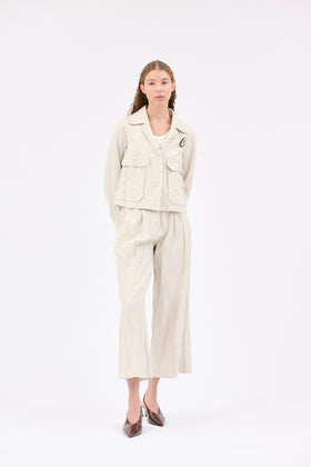 Pin Stripe Gabardine Jacke, Ivory1 from ODEEH 