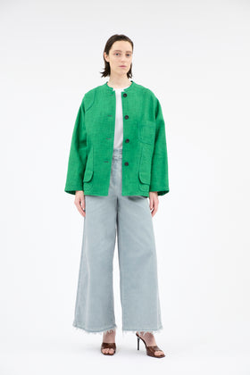 Hemp Tweed Blouson, Billard Green from ODEEH 