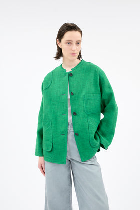 Hemp Tweed Blouson, Billard Green from ODEEH 