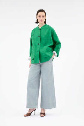 Hemp Tweed Blouson, Billard Green from ODEEH 