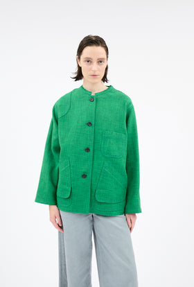 Hemp Tweed Blouson, Billard Green from ODEEH 