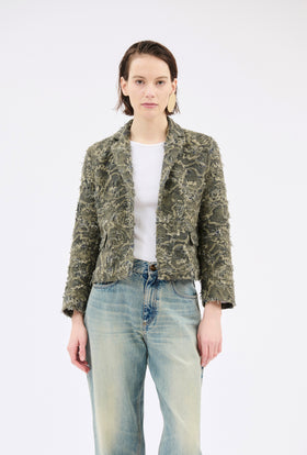 Destructured Jacquard Jacke, Dark Khaki from ODEEH 