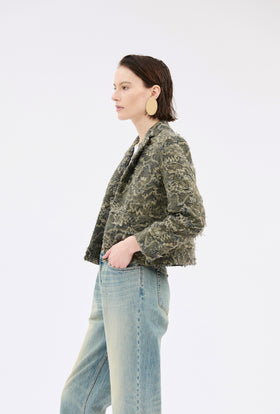 Destructured Jacquard Jacke, Dark Khaki from ODEEH 