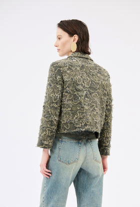 Destructured Jacquard Jacke, Dark Khaki from ODEEH 