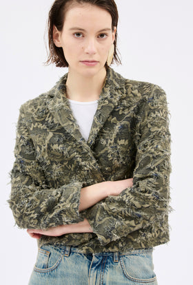 Destructured Jacquard Jacke, Dark Khaki from ODEEH 