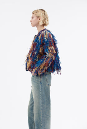 Fringy Jacquard Jacke, Berry Blue from ODEEH 