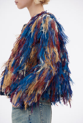 Fringy Jacquard Jacke, Berry Blue from ODEEH 