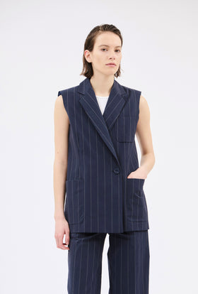 Paper Touch Stripe Weste, Marine from ODEEH 