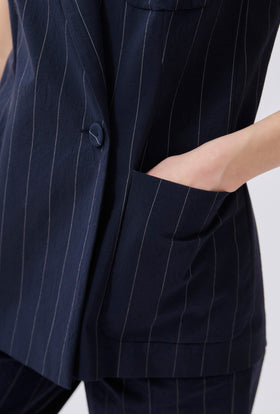 Paper Touch Stripe Weste, Marine from ODEEH 