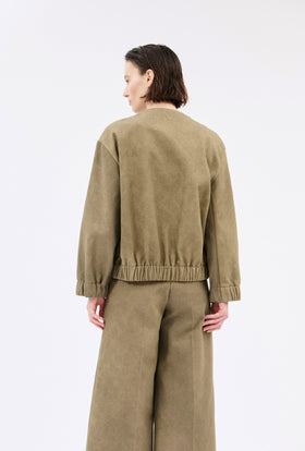 Cotton Damask Jacke, Dark Khaki from ODEEH 