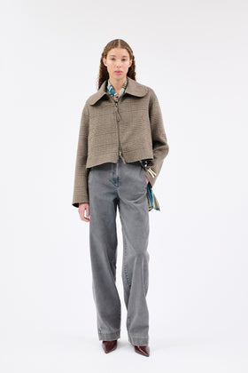 DOUBLE Glen Check Jacke, Dusty Brown from ODEEH 