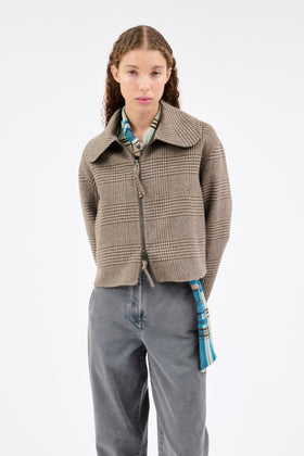 DOUBLE Glen Check Jacke, Dusty Brown from ODEEH 