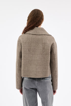 DOUBLE Glen Check Jacke, Dusty Brown from ODEEH 