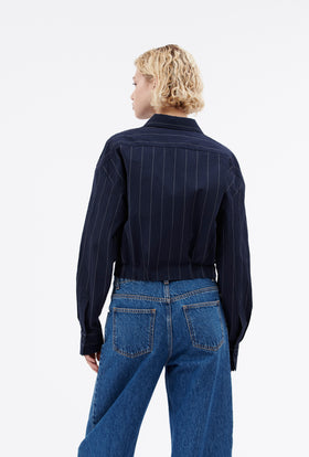 Paper Touch Stripe Shirt, Marine from ODEEH 
