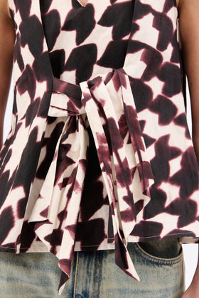 Water Color Houndstooth Top, Burgundy from ODEEH 