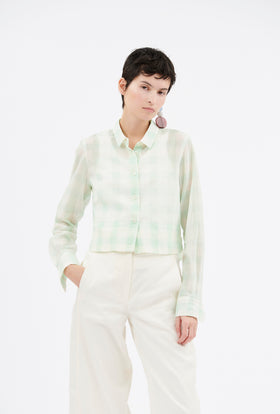 Gauze Vichy Bluse, Glass Green from ODEEH 