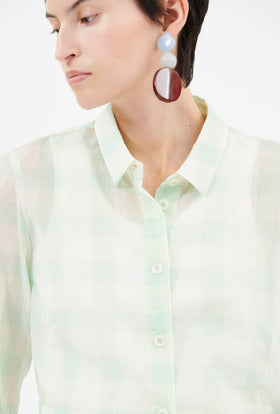 Gauze Vichy Bluse, Glass Green from ODEEH 