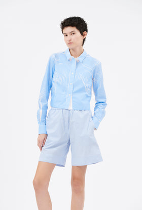 Garment Printed Poplin Bluse, Himmelblau from ODEEH 