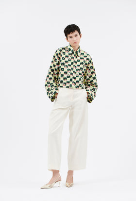 Brush Strokes Bluse, Evergreen from ODEEH 