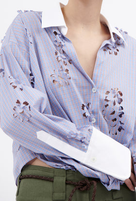 Laser Cut Flowers Bluse, Sky from ODEEH 