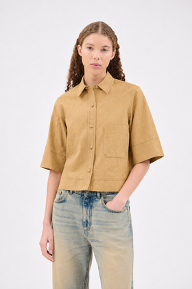 Crinkled Oxford Bluse, Light Camel from ODEEH 