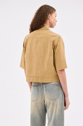 Crinkled Oxford Bluse, Light Camel from ODEEH 