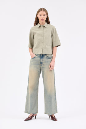 Crinkled Oxford Bluse, Putty from ODEEH 