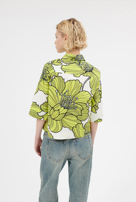 Hibiscus Cotton Shirt, Greenery from ODEEH 
