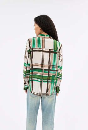 PAINTED MADRAS Twill Bluse, Teal from ODEEH 