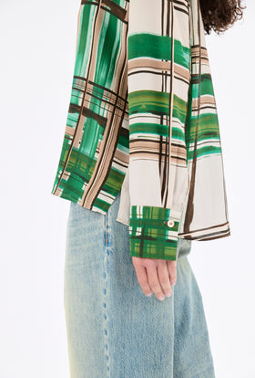 PAINTED MADRAS Twill Bluse, Teal from ODEEH 