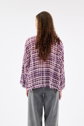 CHECKS ON CREPE Bluse, Dark Purple from ODEEH 
