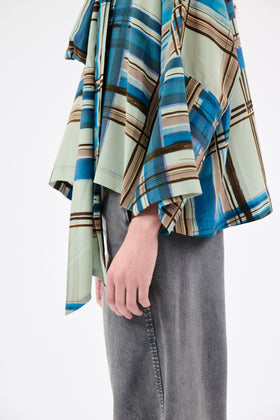PAINTED MADRAS Twill Bluse, Cobalt from ODEEH 