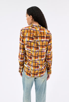 BRUSH STROKES Twill Bluse, Burnt Orange from ODEEH 