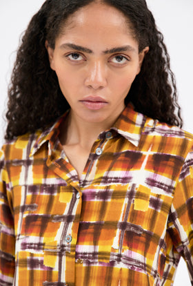 BRUSH STROKES Twill Bluse, Burnt Orange from ODEEH 
