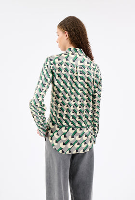 CRESCENTS & LINES Bluse, Dark Emerald from ODEEH 
